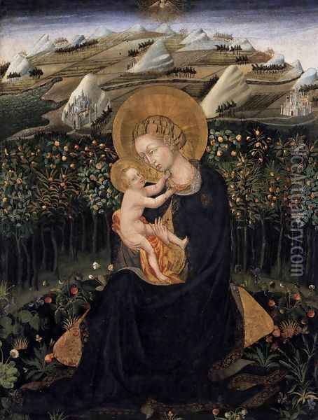 Madonna of Humility (Virgin and Child) c. 1442 Oil Painting - Giovanni di Paolo