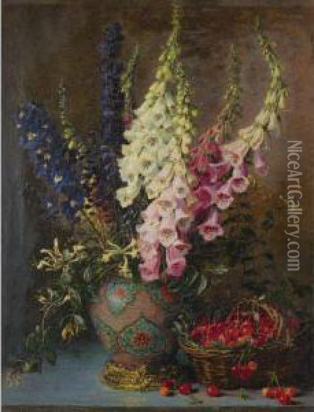 Bouquet Aux Cerises Oil Painting - Alexis Kreyder