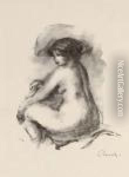 Etude De Femme Nu, Assise Oil Painting - Pierre Auguste Renoir