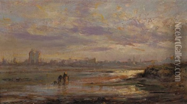 Merrion Strand Near Dublin Oil Painting - Edwin Hayes