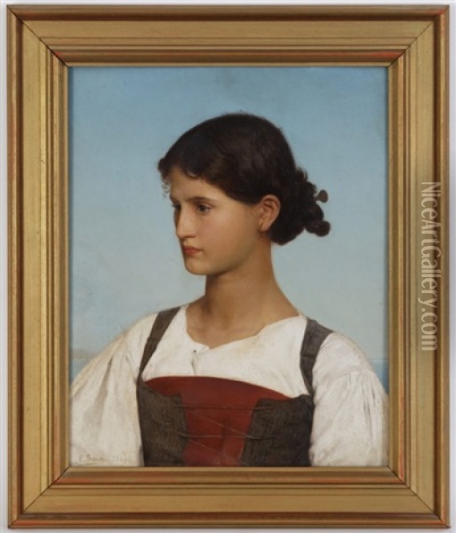Portrait D'une Jeune Femme Oil Painting - Edouard Alexandre Sain