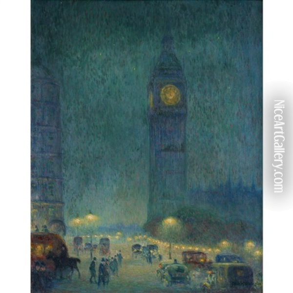 Clock Tower, London Oil Painting - Frank Milton Armington