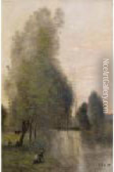 Essoye. Aube. La Vanne Oil Painting - Jean-Baptiste-Camille Corot