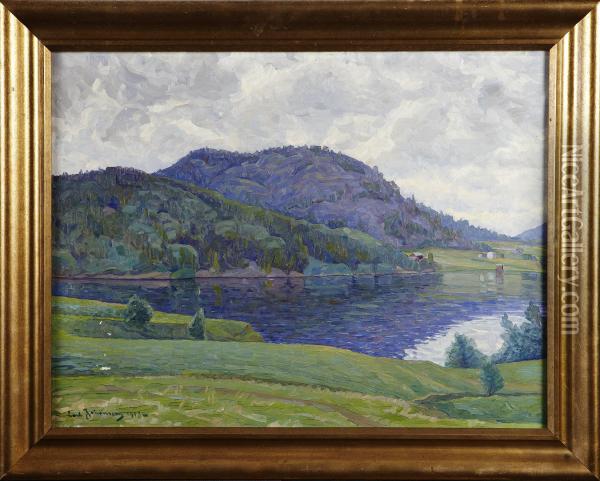 Landskapsmotiv Oil Painting - Carl August Johansson