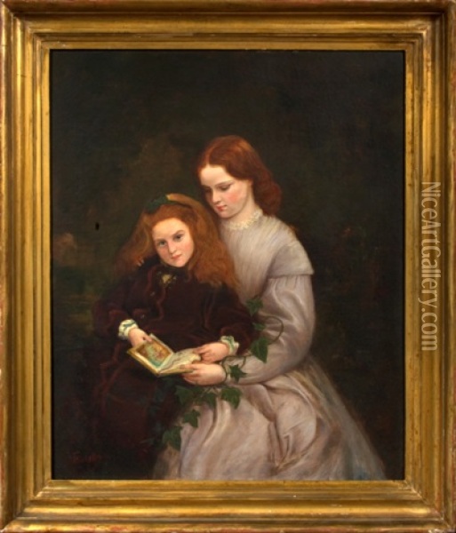 Mother And Daughter Reading Oil Painting - Henry Tanworth Wells