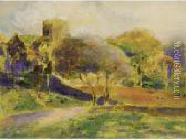 The Village Church Oil Painting - James Kay