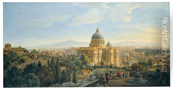 Rome, A View Of The Apse Of Saint Peter's Basilica Looking East Oil Painting - Caspar Andriaans Van Wittel