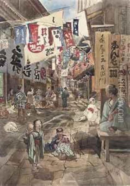 View Of Yenoshima, Japan Oil Painting - Robert Charles, Goff Col.