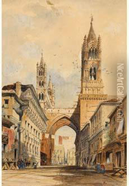 La Cathedrale De Palerme Oil Painting - August Johnsson