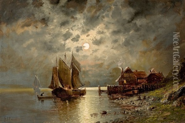 Abend Am Meer Oil Painting - Johann Jungblut