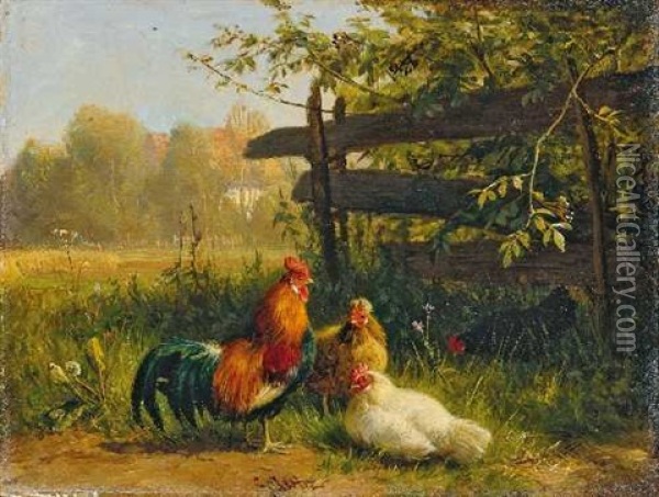 Landschaft Mit Geflugel Oil Painting - Carl Jutz the Elder