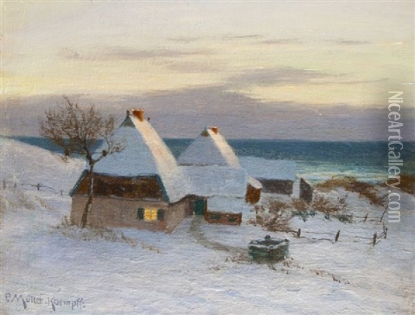 Winterabend An Der Kuste Oil Painting - Paul Mueller-Kaempff