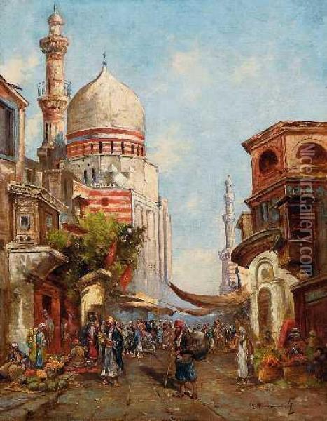 Strasenszene In Kairo Oil Painting - Georg Hemmrich