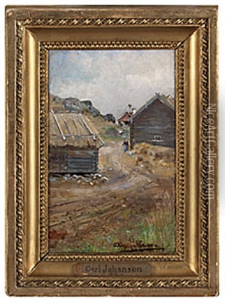 Vid Ladugarden Oil Painting - Carl (August) Johansson