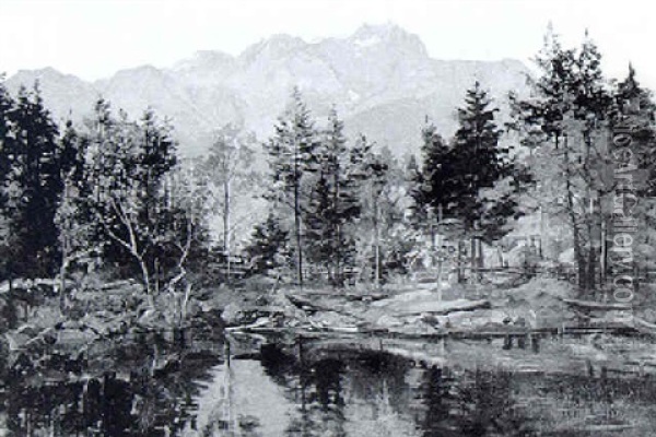 Am Rissersee Bei Garmisch Oil Painting - Hugo Degenhard