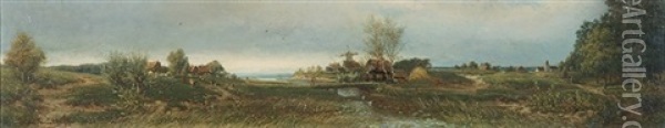 Landscape With Windmill Oil Painting - Friedrich Josef Nicolai Heydendahl