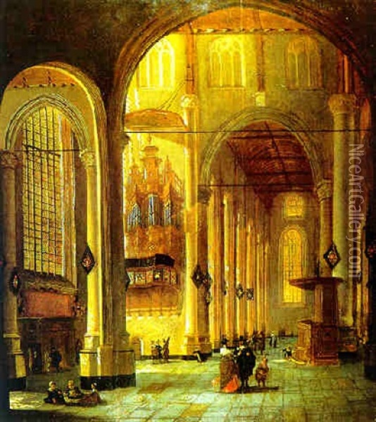 Inneres Der St. Laurenskerk In Rotterdam Oil Painting - Anthonie Delorme