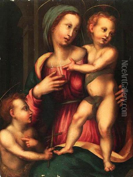 Madonna Z Dzieciatkiem.i Malym Sw. Janem Oil Painting - (Jacopo Carucci) Pontormo