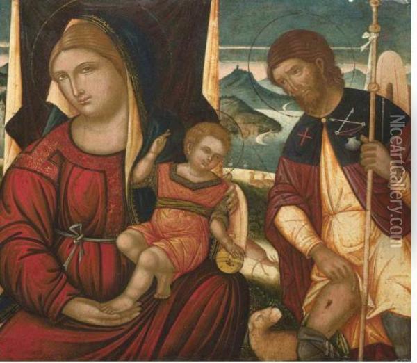 Madonna Col Bambino E Santi Oil Painting - Joannes Permeniates