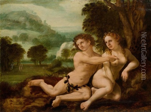 Adam Accuses Eve Oil Painting - Jan Gossaert