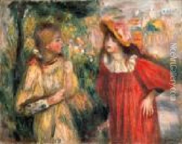 La Conversation Oil Painting - Pierre Auguste Renoir