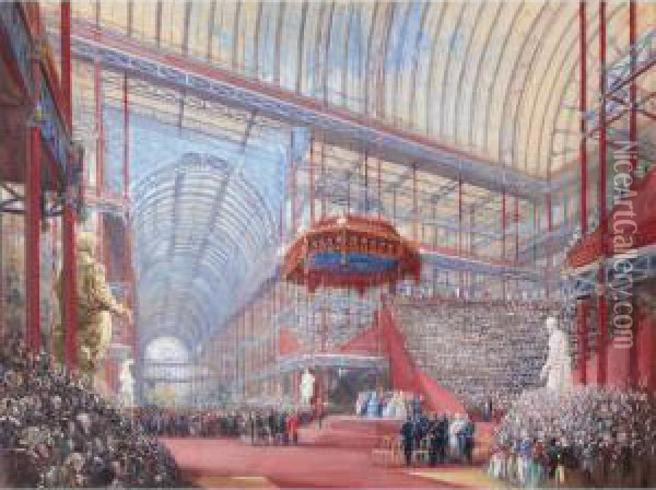 The Opening Of The Crystal Palace, Sydenham, By Queen Victoria On 10th June 1854 Oil Painting - Joseph Nash