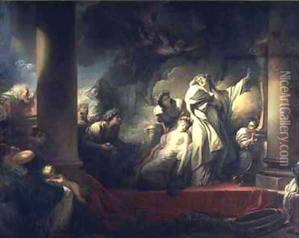 High Priest Coresus Sacrificing Himself to Save Callirhoe Oil Painting - Jean-Honore Fragonard
