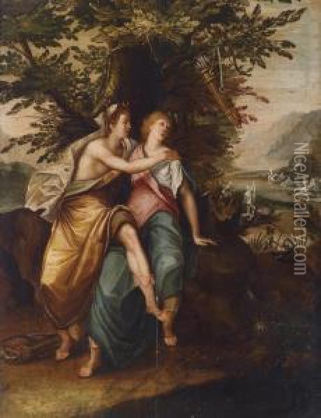 Venus And Adonis Oil Painting - Karel Van Mander