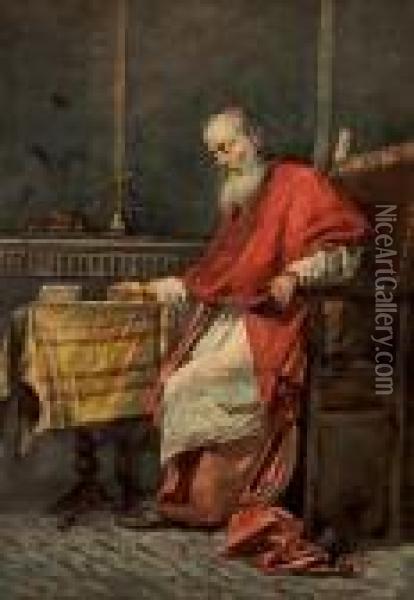 Cardinal Writing Oil Painting - Cesare-Auguste Detti