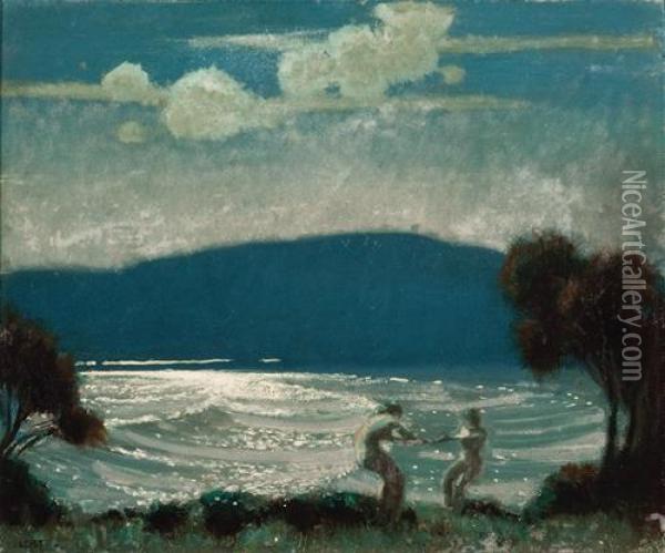 Moonlight Oil Painting - Frederick William Leist