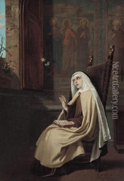 Monaca In Preghiera Oil Painting - Gabriele Castagnola