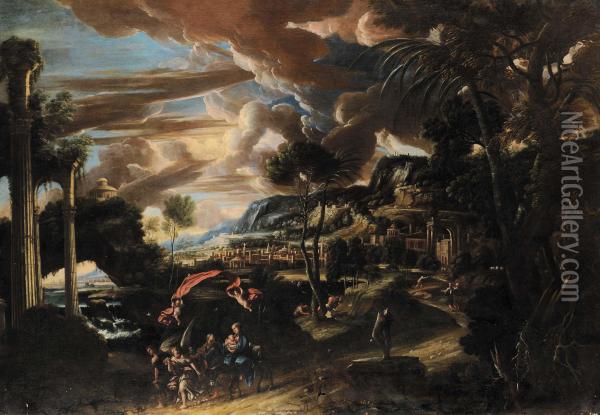 Fuga In Egitto Oil Painting - Giovanni Andrea Donducci (see MASTELLETTA)
