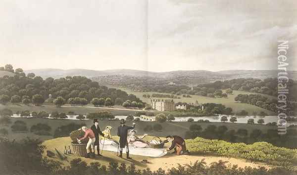 General View of Longleat from the Prospect Hill, from Fragments on the Theory and Practice of Landscape Gardening, pub. 1816 Oil Painting - Humphry Repton