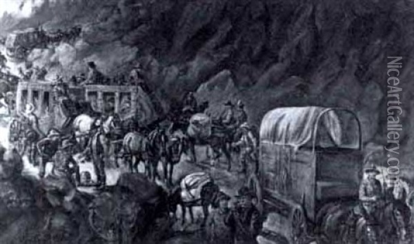 Leadville Express And Wagon Oil Painting - Jerome Howard Smith