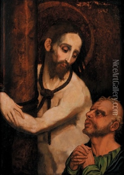 Le Christ A La Colonne Oil Painting - Luis de Morales