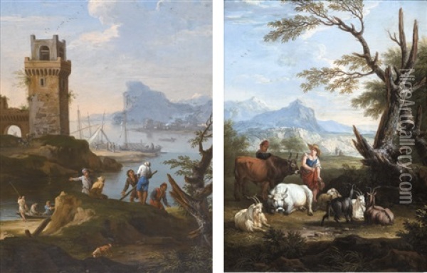 Paysages Italiens Oil Painting - Jacob De Heusch