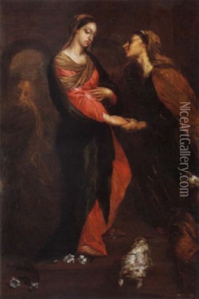 Visitazione Di Maria Alla Cugina Elisabetta Oil Painting - Giuseppe Bazzani