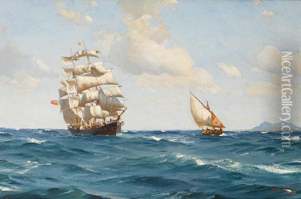 Off The Mouth Of The Tagus Oil Painting - Thomas Jacques Somerscales
