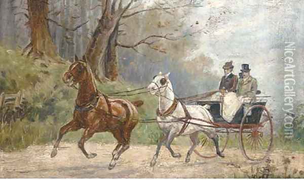 Figures in a carriage Oil Painting - Hungarian School