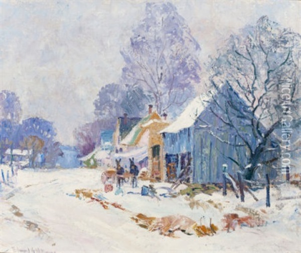 Brown County Homestead In Winter Oil Painting - Edward K. Williams