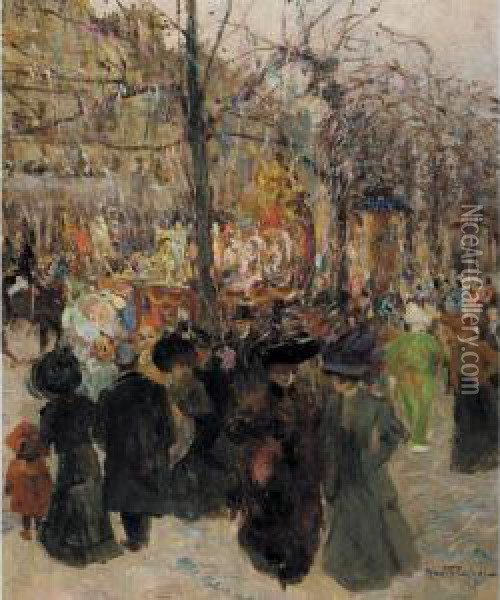 Parade Along The Champs Elysees Oil Painting - Louis Abel-Truchet