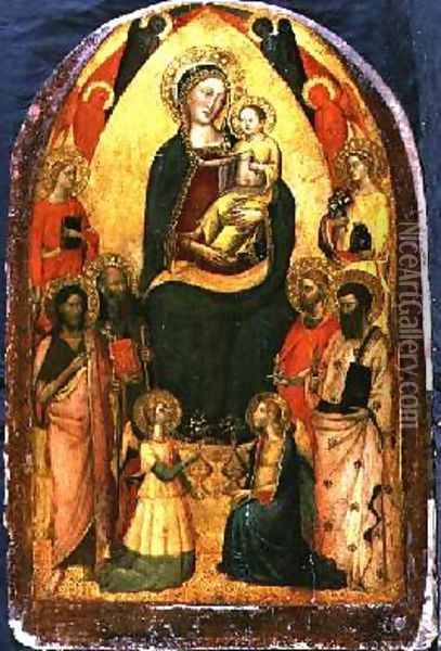 Madonna and Child Enthroned with Saints Oil Painting - Bicci Di Lorenzo