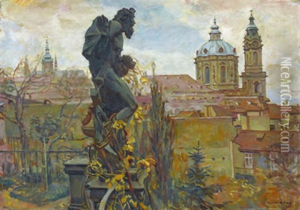 Ansicht Von Prag Oil Painting - Alois Wierer
