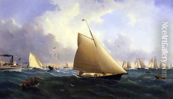 New York Yacht Club Regatta off New Bedford Oil Painting - William Bradford