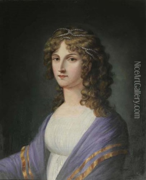Portrait De Caroline Eynard Oil Painting - Charles Eynard Chatelain