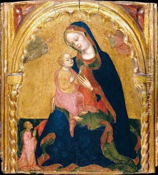 Madonna of Humility with a Donor and Angels 2 Oil Painting - Giovanni Di Francia (see Zanino Di Pietro)