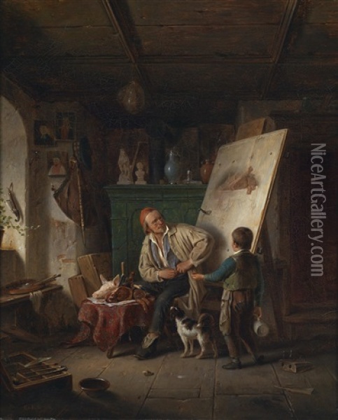 Im Atelier Oil Painting - Karl Von Enhuber
