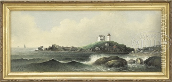Nubble Lighthouse, Cape Neddick, Maine Oil Painting - George Mcconnell