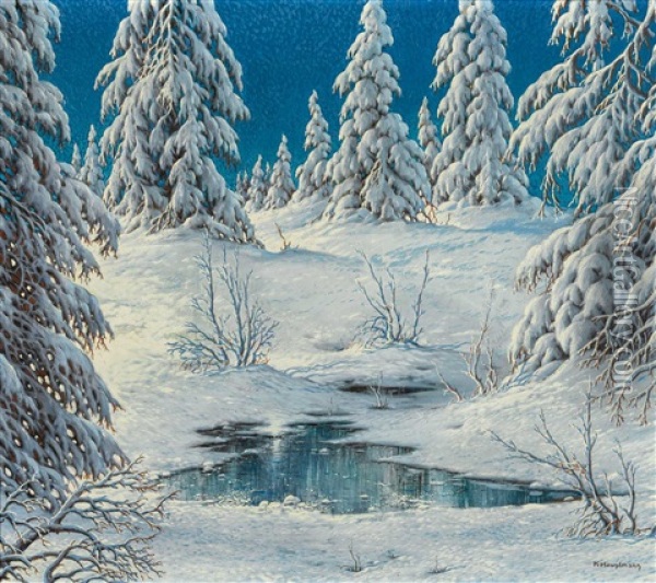 Verschneiter Winterwald Im Schwarzwald Oil Painting - Karl Hauptmann