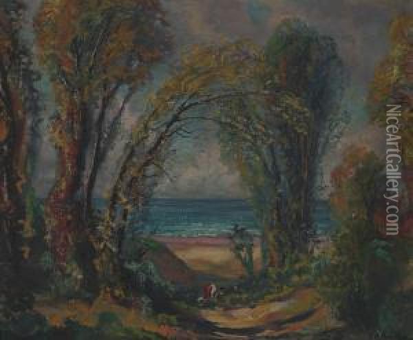Coastal Scene Oil Painting - Harold Harington Betts